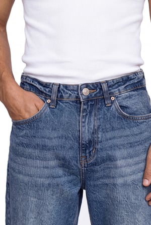 Erkek Baggy Jean Pantolon Mavi