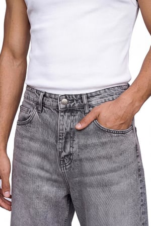 Erkek Baggy Jean Pantolon Gri