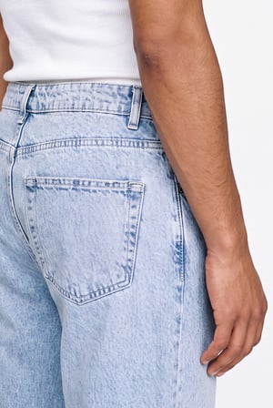 Erkek Dikiş Detaylı Relaxed Baggy Jean Pantolon Mavi