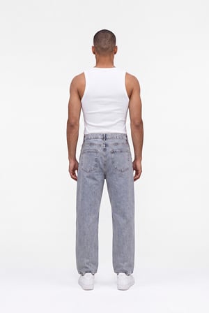 Erkek Dikiş Detaylı Relaxed Baggy Jean Pantolon Mavi