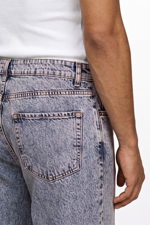 Erkek Dikiş Detaylı Relaxed Baggy Jean Pantolon Mavi