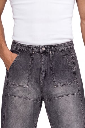 Erkek Baggy Jean Pantolon Siyah