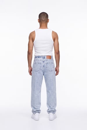 Erkek Relax Baggy Jean Pantolon Mavi