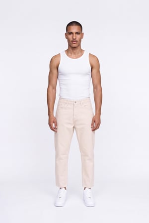 Erkek Boyfriend Jean Pantolon Bej