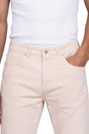 Erkek Boyfriend Jean Pantolon Bej