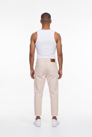 Erkek Boyfriend Jean Pantolon Bej