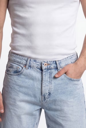 Erkek Boyfriend Yıkamalı Jean Şort Açık Mavi