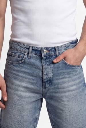 Erkek Boyfriend Yıkamalı Jean Şort Mavi