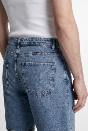 Erkek Boyfriend Yıkamalı Jean Şort Mavi