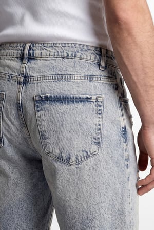 Erkek Boyfriend Yıkamalı Jean Şort Mavi