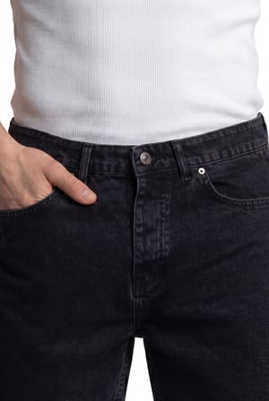 Erkek Boyfriend Jean Şort Siyah