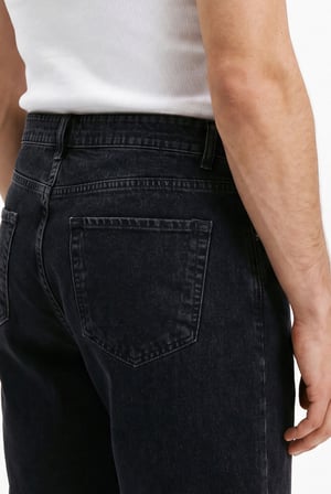 Erkek Boyfriend Jean Şort Siyah