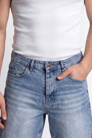 Erkek Boyfriend Yıkamalı Jean Şort Mavi