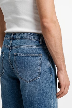 Erkek Boyfriend Yıpratmalı Jean Şort Mavi