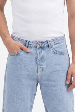 Erkek Boyfriend Basic Jean Şort Mavi