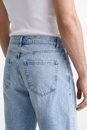 Erkek Boyfriend Basic Jean Şort Mavi