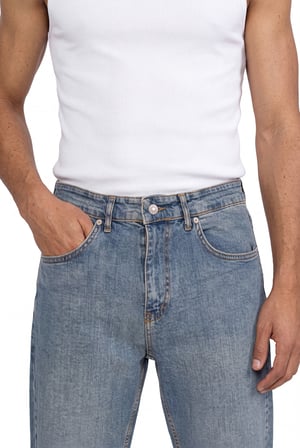Erkek Regular Fit Jean Pantolon Mavi