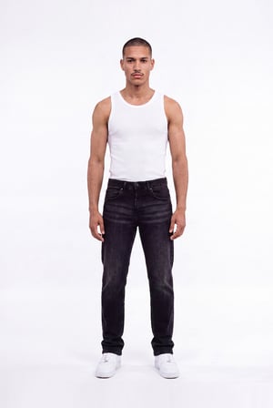 Erkek Regular Fit Yıkamalı Jean Pantolon Siyah