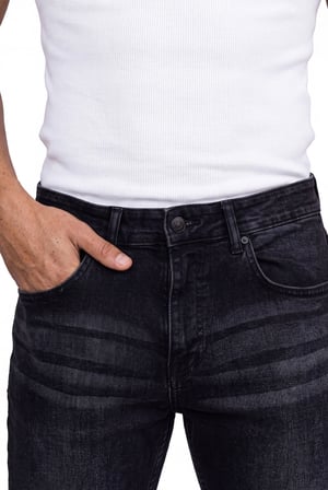 Erkek Regular Fit Yıkamalı Jean Pantolon Siyah