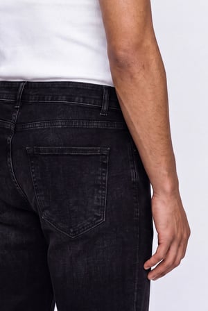 Erkek Regular Fit Yıkamalı Jean Pantolon Siyah