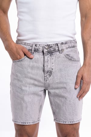 Erkek Fitted Jean Şort Gri