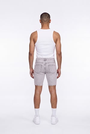 Erkek Fitted Jean Şort Gri