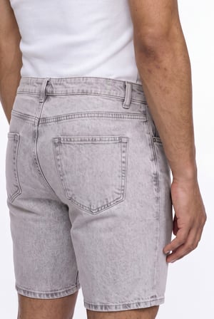 Erkek Fitted Jean Şort Gri