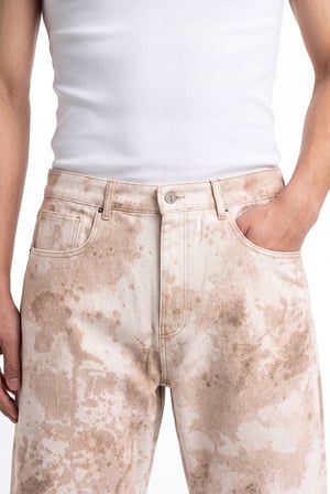 Erkek Safari Baggy Jean Pantolon Bej