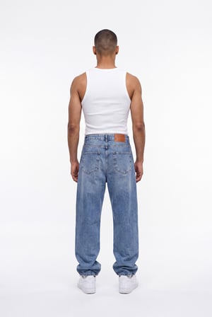 Erkek Relax Baggy Jean Pantolon Mavi