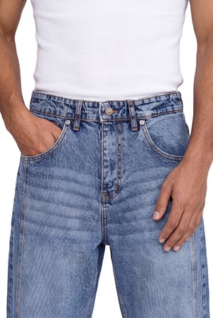 Erkek Relax Baggy Jean Pantolon Mavi