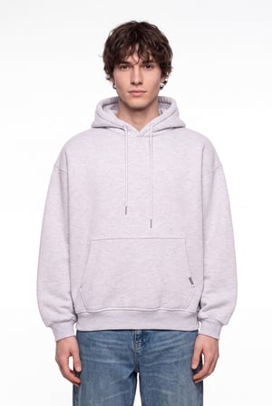 Erkek Oversize Basic Kapüşonlu Sweatshirt Karmelanj