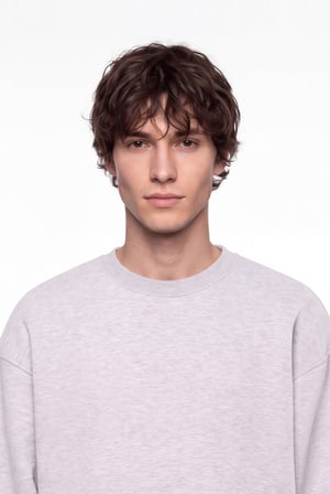 Erkek Basic Bisiklet Yaka Oversize Sweatshirt Karmelanj