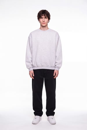 Erkek Basic Bisiklet Yaka Oversize Sweatshirt Karmelanj