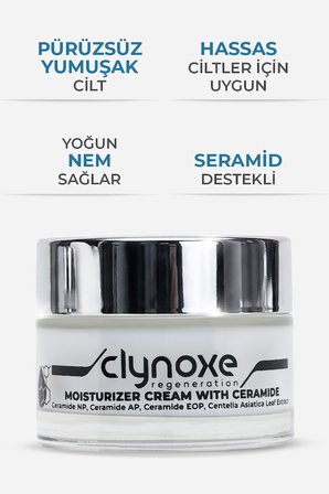 Clynoxe Moisturizer Cream With Ceramide, Seramid Destekli Yoğun Nemlendirici Günlük Bakım Kremi 50 m