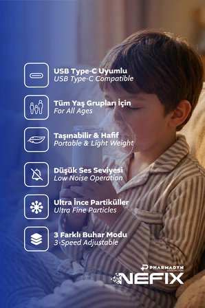 Çocuk ve Yetişkinler İçin Taşınabilir Şarjlı Mesh Nebulizatör