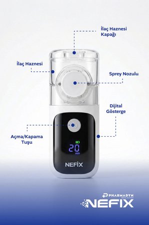 Çocuk ve Yetişkinler İçin Taşınabilir Şarjlı Mesh Nebulizatör