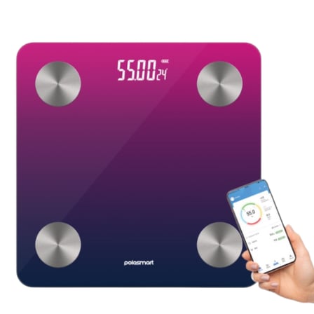 Polosmart PSC104 Akıllı Baskül Mor 180 kg Bluetooth Vücut Analiz Tartısı