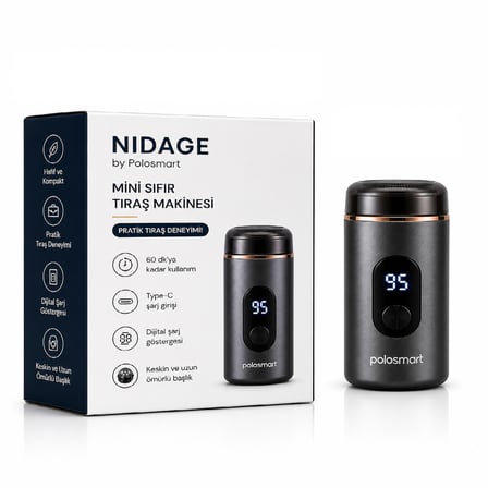 Nidage Mini Sıfır Tıraş Makinesi Antrasit Seyahat Tipi Type-C Şarjlı