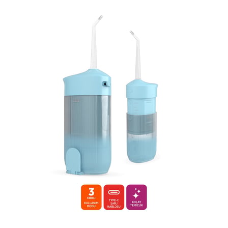 Polosmart PBS821 Şarjlı 3 Modlu 4 Başlıklı Ağız Duşu Mavi