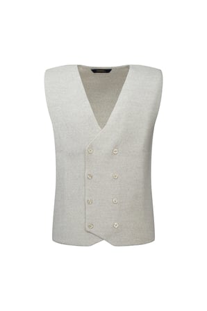 Bej Regular Fit Kruvaze Triko Yelek | L