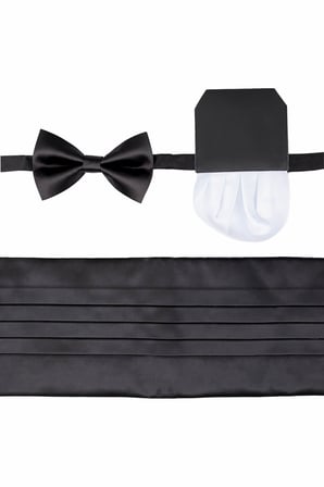 Siyah Kuşak Papyon Mendil Set | STD