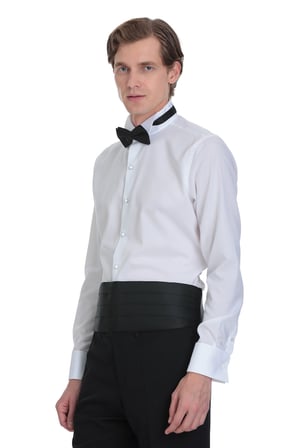 Beyaz Comfort Fit Ata Yaka 100% Pamuk Uzun Kollu Damatlık Gömlek | M