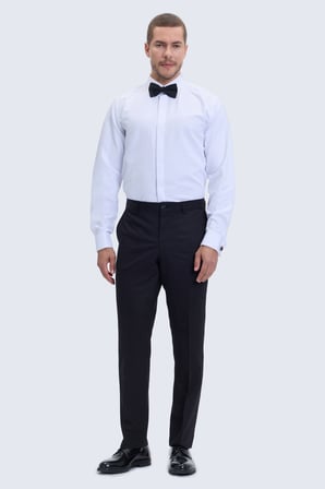 Beyaz Comfort Fit Slim Yaka Damatlık Gömlek | M