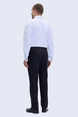 Beyaz Comfort Fit Slim Yaka Damatlık Gömlek | M