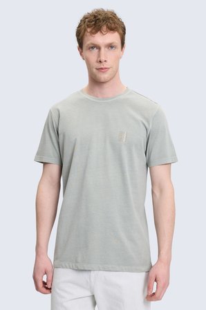 Gri Regular Fit Baskılı Bisiklet Yaka 100% Pamuk Tişört | XL