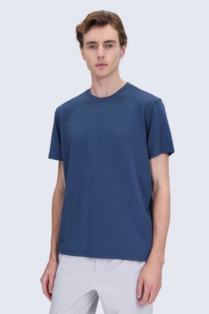Lacivert Regular Fit Bisiklet Yaka Tişört | M