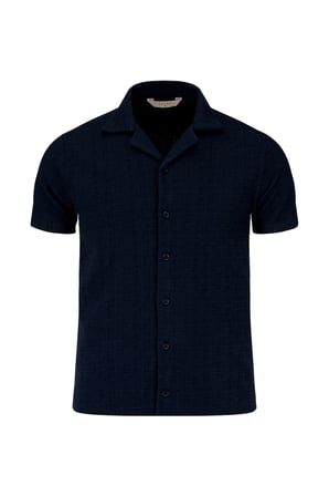 Lacivert Regular Fit Apaş Yaka Gömlek | S
