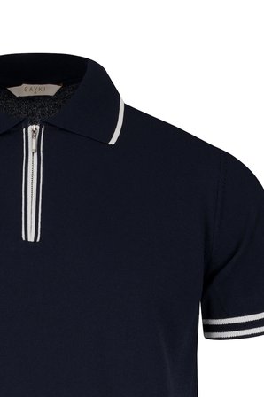 Lacivert Regular Fit Polo Yaka Rayon Tişört | S