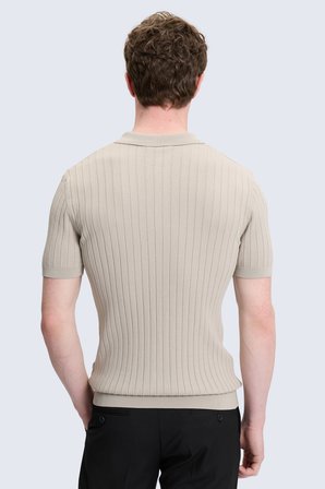 Bej Regular Fit Polo Yaka Rayon Tişört | M