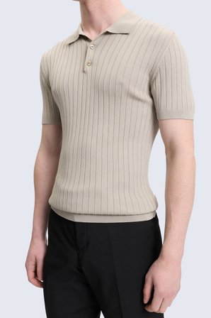 Bej Regular Fit Polo Yaka Rayon Tişört | M
